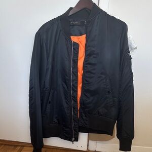 rag & bone Black Bomber Jacket with Orange Lining